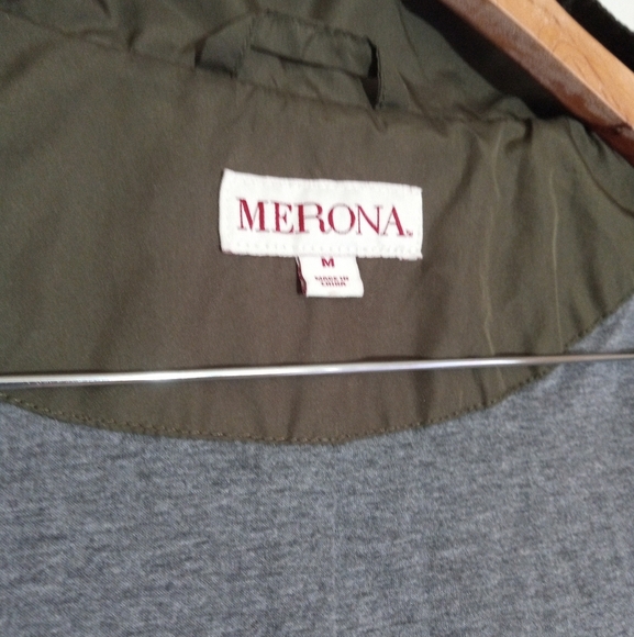 Merona olive green utility jacket with jersey lining and hood - Picture 12 of 13